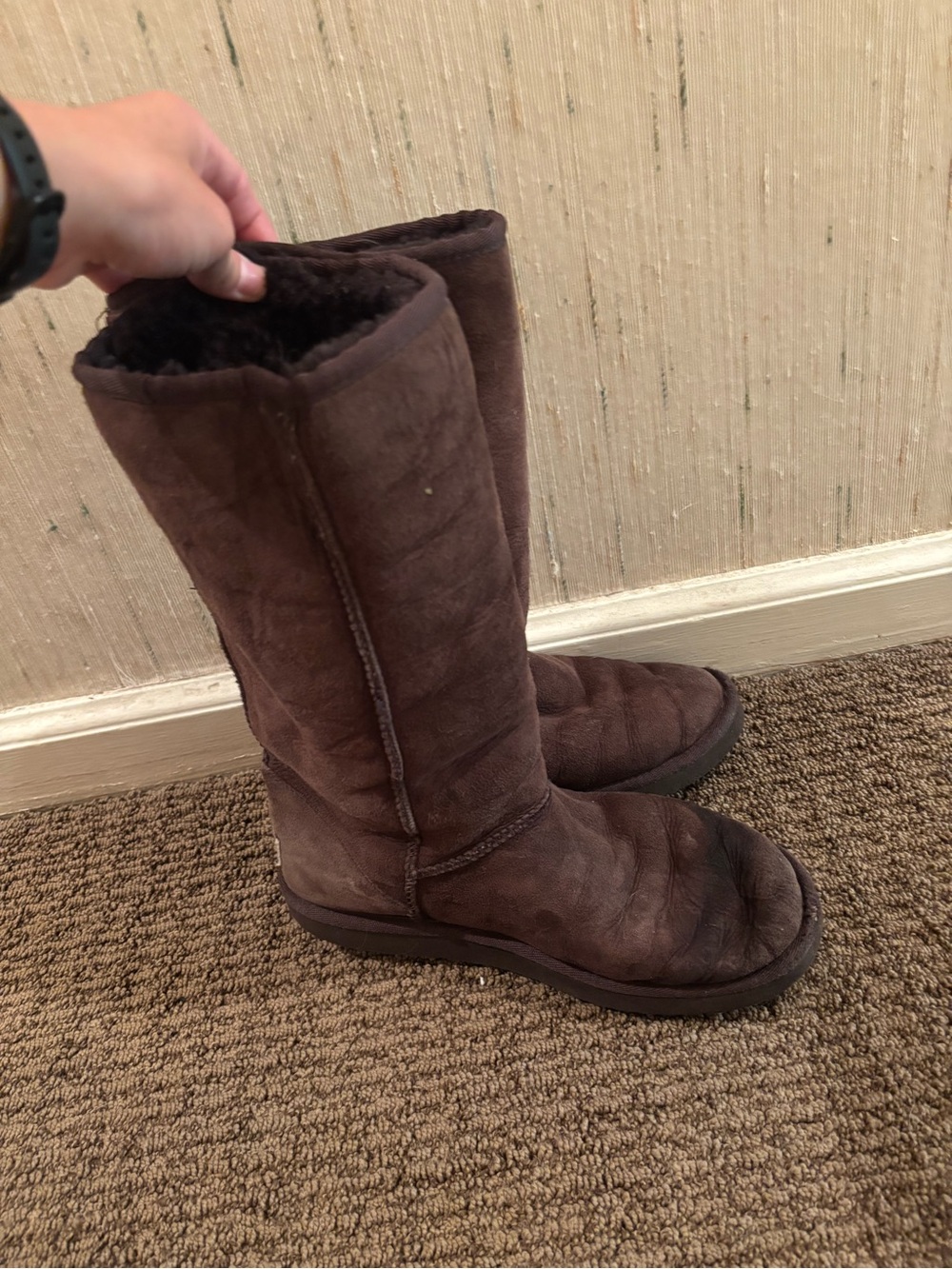 UGG Tall Classic Sheepskin Boots in Dark Brown